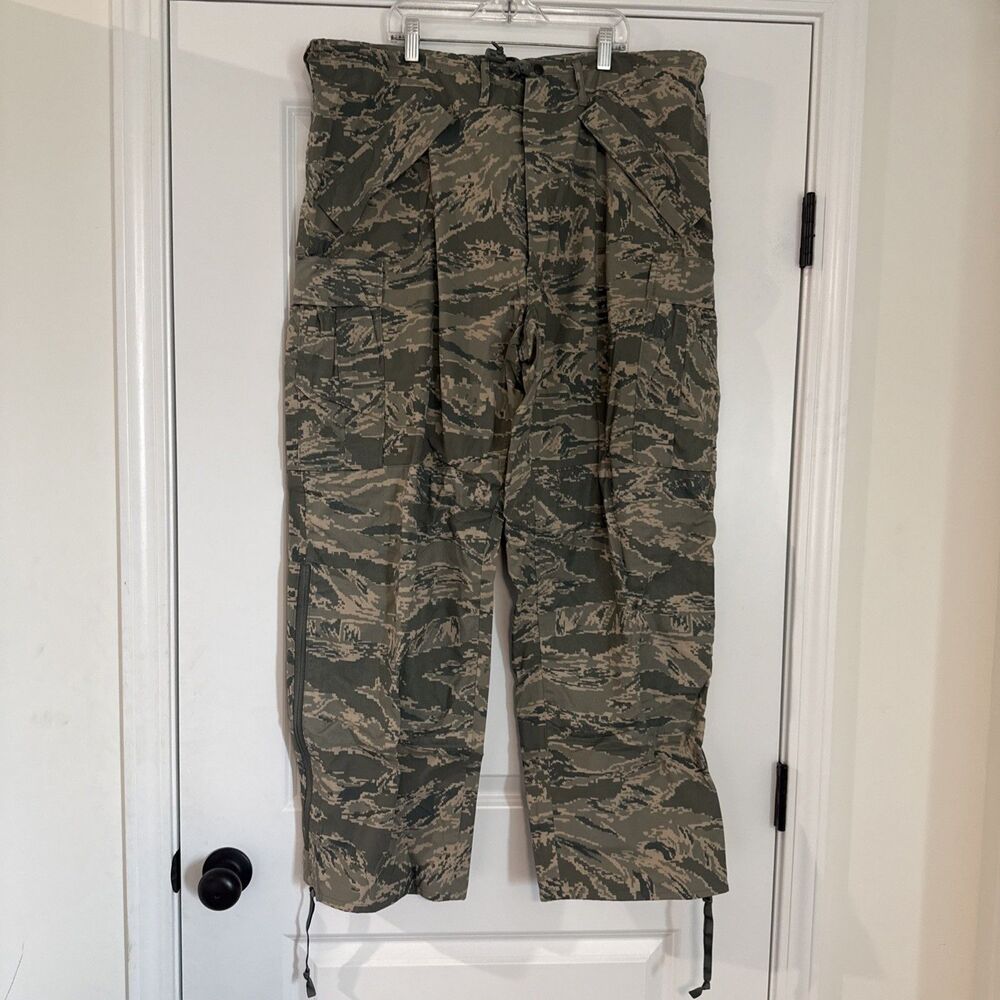 APECS Air Force Tiger Stripe Camo Trousers All Purpose Environmental LARGE NYLON